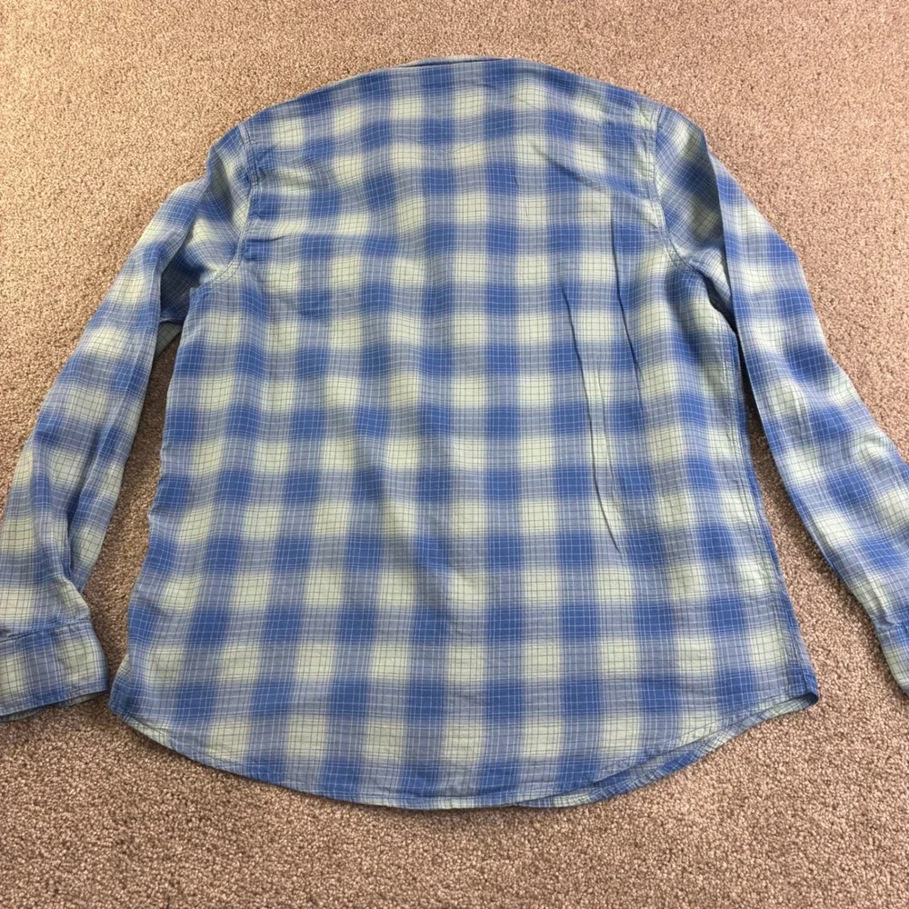 Lee Regular Fit Plaid Long‎ Sleeve Pearl Snap Front Shirt Mens XL Blue Vintage
